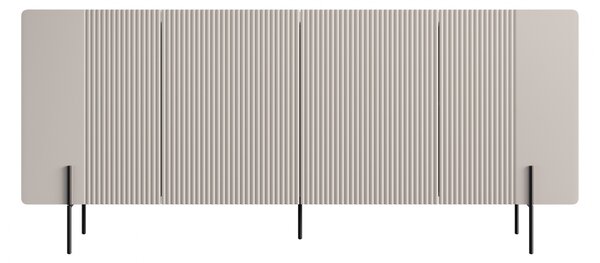 Komoda Malmi 200 cm czterodrzwiowa - kaszmir / crema bianca / czarne nóżki