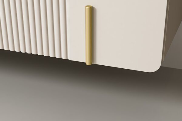 Szafka RTV Malmi 200 cm wisząca - kaszmir / crema bianca / złoty