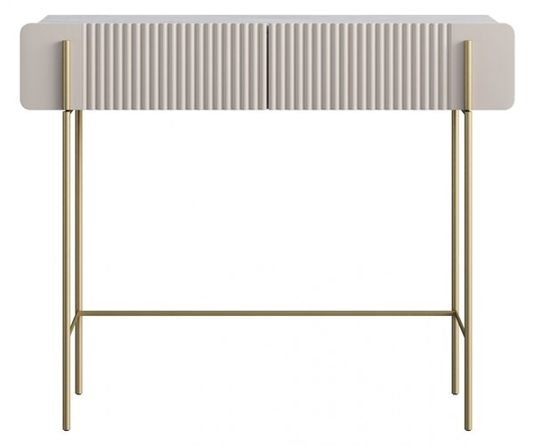Toaletka Malmi 100 cm z szufladami - kaszmir / crema bianca / złote nóżki