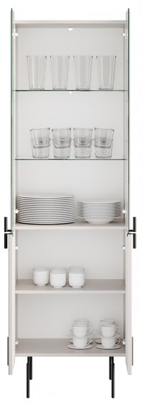 Witryna Malmi 60 cm czterodrzwiowa - kaszmir / czarne nóżki