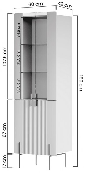 Witryna Malmi 60 cm - czarny mat / złote nóżki
