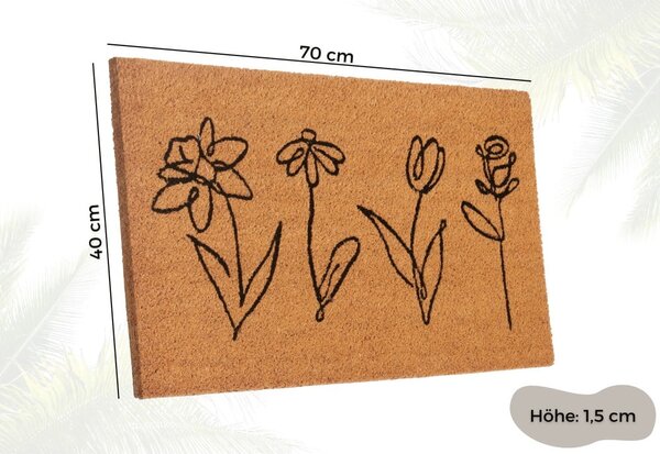 Wycieraczka z włókna kokosowego 40x70 cm Wildflowers – Hanse Home
