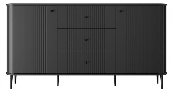 Komoda Vesper 160 cm z szufladami na nóżkach - czarny / czarne nogi