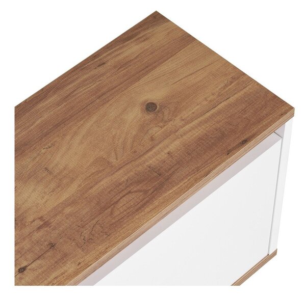 Biała/w naturalnym kolorze szafka pod TV w dekorze sosny 160x42x30 cm Sentinel – Kalune Design