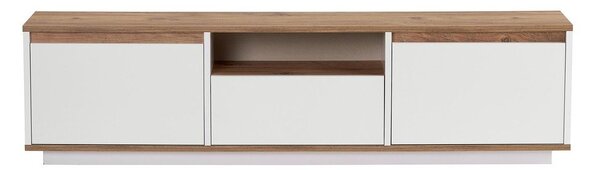 Biała/w naturalnym kolorze szafka pod TV w dekorze sosny 160x42x30 cm Sentinel – Kalune Design