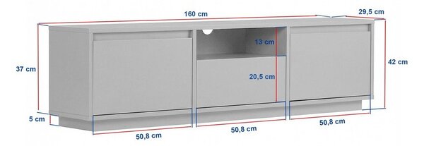 Biała/w naturalnym kolorze szafka pod TV w dekorze sosny 160x42x30 cm Sentinel – Kalune Design
