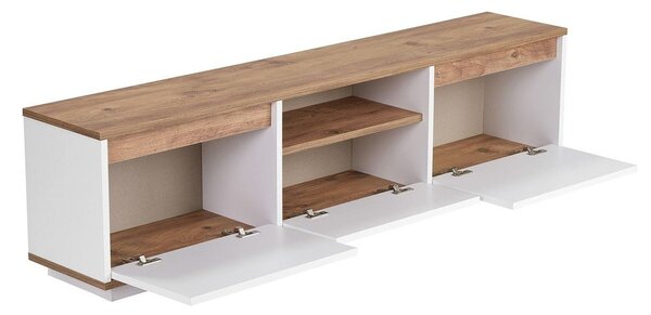 Biała/w naturalnym kolorze szafka pod TV w dekorze sosny 160x42x30 cm Sentinel – Kalune Design