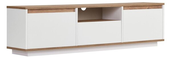 Biała/w naturalnym kolorze szafka pod TV w dekorze sosny 160x42x30 cm Sentinel – Kalune Design