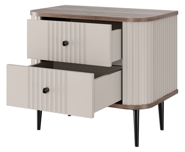 Zestaw szafek nocnych Vesper 56 cm - kaszmir / orzech / czarne nogi