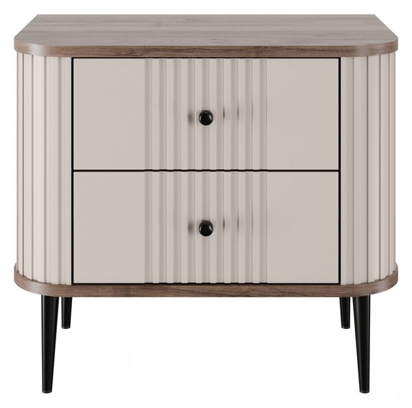 Zestaw szafek nocnych Vesper 56 cm - kaszmir / orzech / czarne nogi