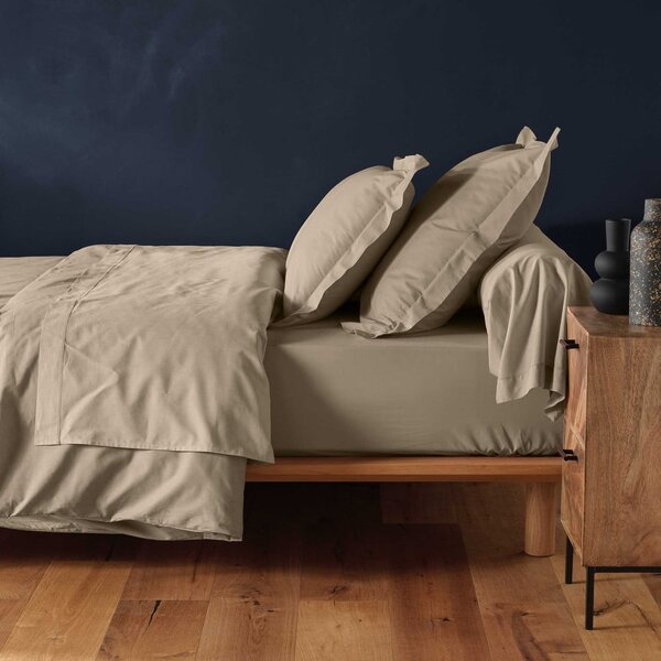 Beżowe bawełniane prześcieradło z gumką 90x190 cm Lina – douceur d'intérieur