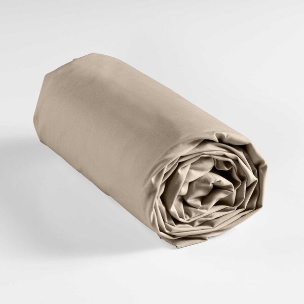 Beżowe bawełniane prześcieradło z gumką 90x190 cm Lina – douceur d'intérieur