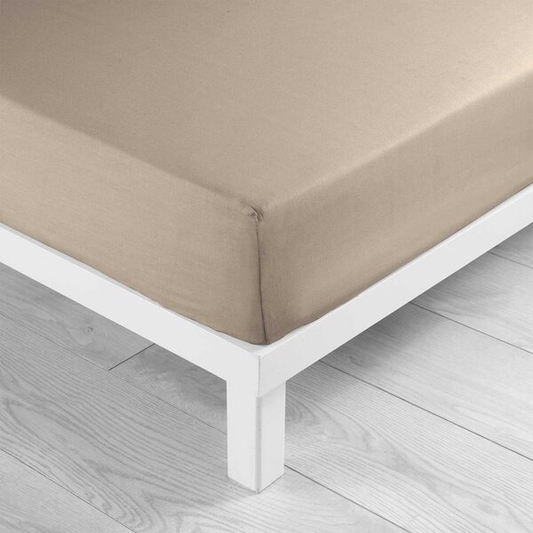 Beżowe bawełniane prześcieradło z gumką 90x190 cm Lina – douceur d'intérieur