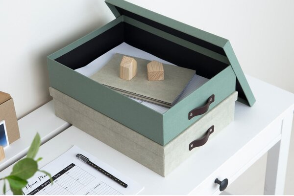 Zielony kartonowy organizer na dokumenty Oskar Canvas Paper Laminate – Bigso