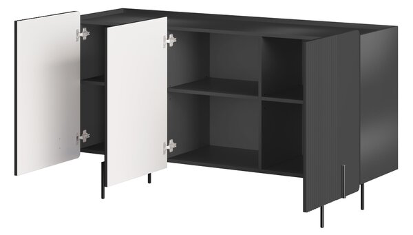 Komoda Malmi 150 cm trzydrzwiowa - czarny mat / czarne nóżki