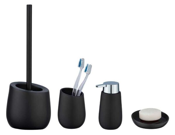 Zestaw ceramicznych akcesoriów łazienkowych w kolorze matowej czerni Badi – Wenko