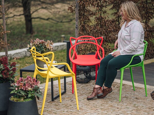 Zestaw 4 krzeseł plastikowych KATO, żółty