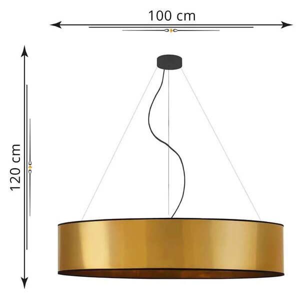 Złota lampa wisząca z okrągłym abażurem 100 cm - EX326 Z0-S75