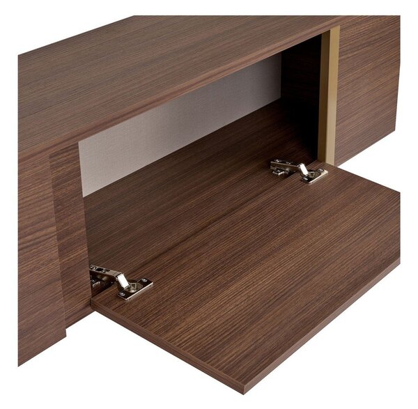 Szafka pod TV w dekorze orzecha w ciemnym naturalnym kolorze 180x50x30 cm Onera – Kalune Design
