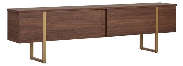 Szafka pod TV w dekorze orzecha w ciemnym naturalnym kolorze 180x50x30 cm Onera – Kalune Design