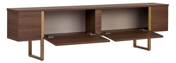 Szafka pod TV w dekorze orzecha w ciemnym naturalnym kolorze 180x50x30 cm Onera – Kalune Design