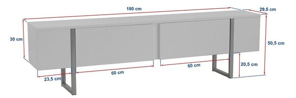 Szafka pod TV w dekorze orzecha w ciemnym naturalnym kolorze 180x50x30 cm Onera – Kalune Design