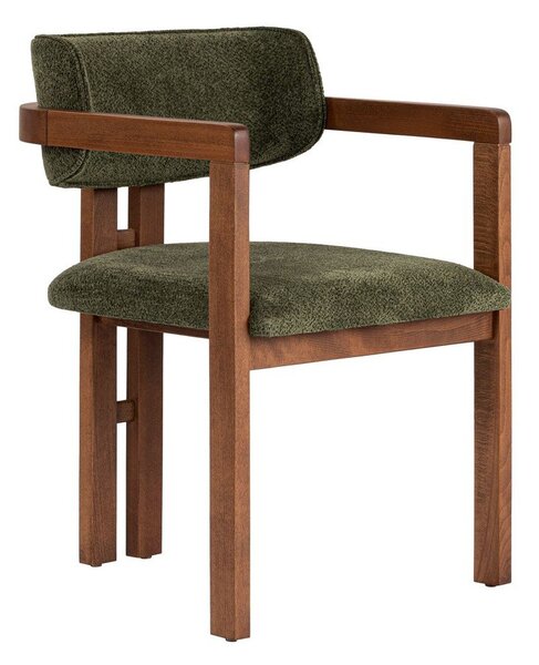 Ciemnozielony fotel jadalniany z podłokietnikami Toscana – Kalune Design