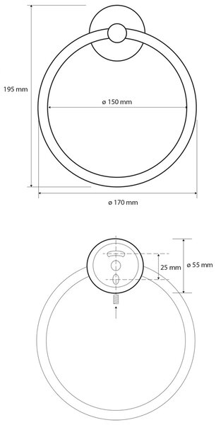 SAPHO XB402 X-Round Black uchwyt na ręcznik koło, czarny