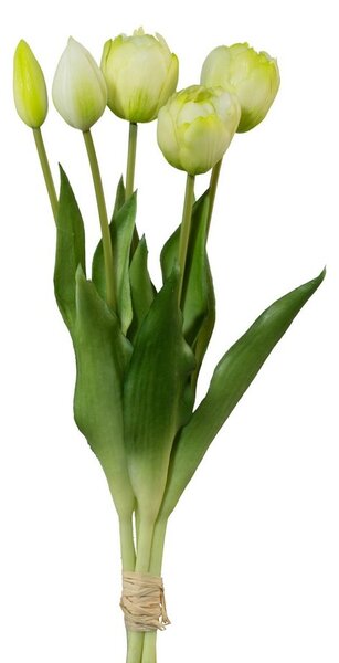 Sztuczna wiązka tulipanów 5 szt., biały, wys. 38 cm