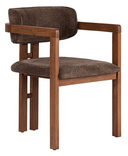 Brązowy fotel jadalniany z podłokietnikami Toscana – Kalune Design