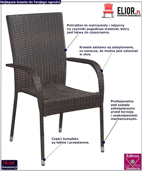 Zestaw brązowych krzeseł ogrodowych 2 szt. K0-T54