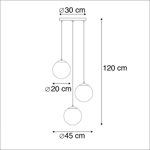 Inteligentna lampa wisząca mosiężna z czarnym szkłem z 3 Wifi ST64 - Pallon