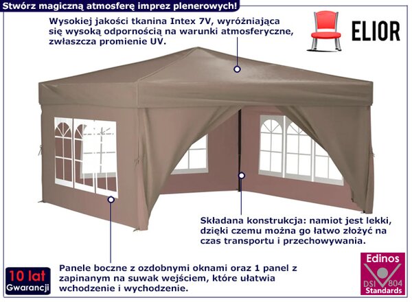 Namiot ogrodowy z oknami taupe P5-F31