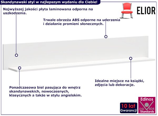 Biała półka ścienna do salonu A1-P82