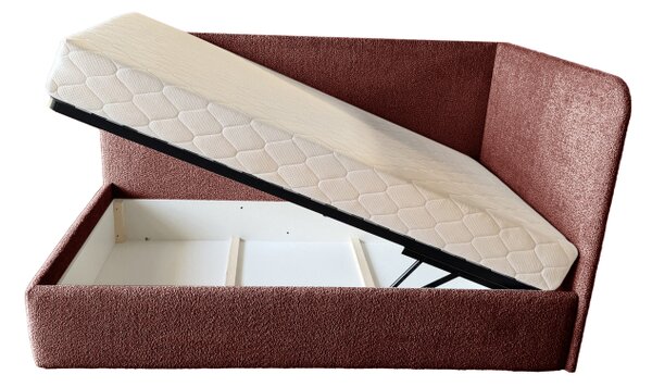 Łóżko sypialniane tapicerowane NOLA 120x200 materac pojemnik stelaż PREMIUM Bordo
