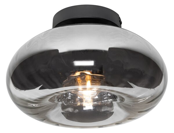 Lampa sufitowa art deco czarna z przydymionym szkłem - Ayesha