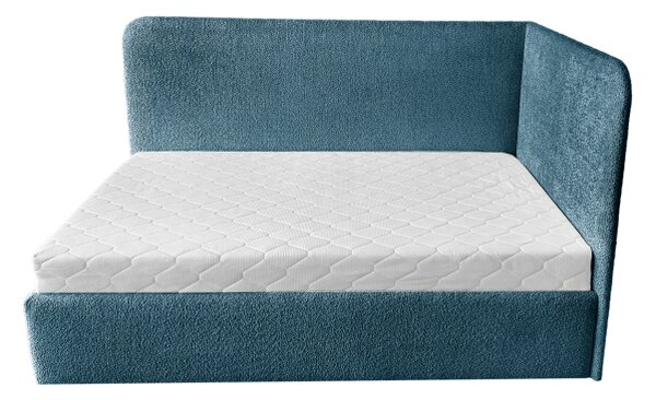 Łóżko sypialniane tapicerowane NOLA 120x200 materac pojemnik stelaż PREMIUM Niebieski
