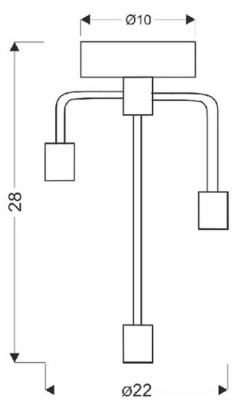 Trzyramienna loftowa lampa sufitowa czarny mat - V136 M9-D38