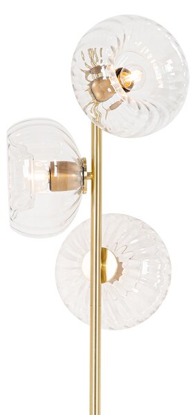 Lampa podłogowa art deco złota ze szkłem 3-światła - Ayesha