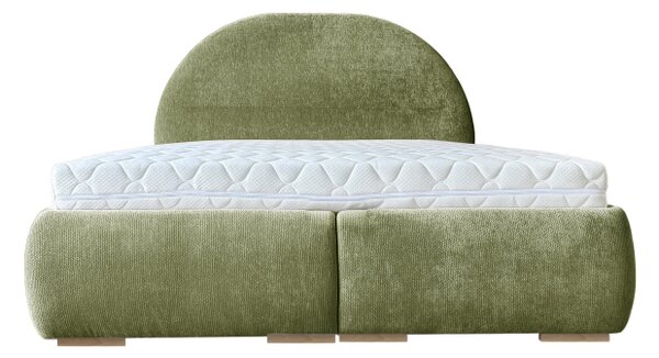 Łóżko tapicerowane 140x200 LUNARO materac pocket pojemnik PREMIUM Oliwka
