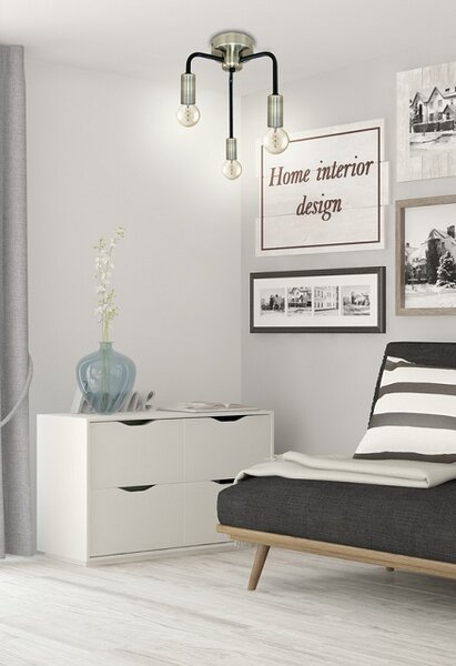 Trzyramienna loftowa lampa sufitowa czarny mat - V136 M9-D38