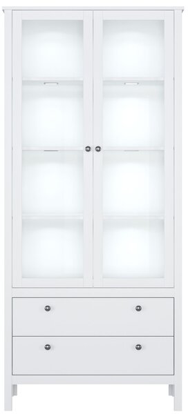 Biała Dwudrzwiowa Witryna Led Z 2 Szufladami Z4-W26