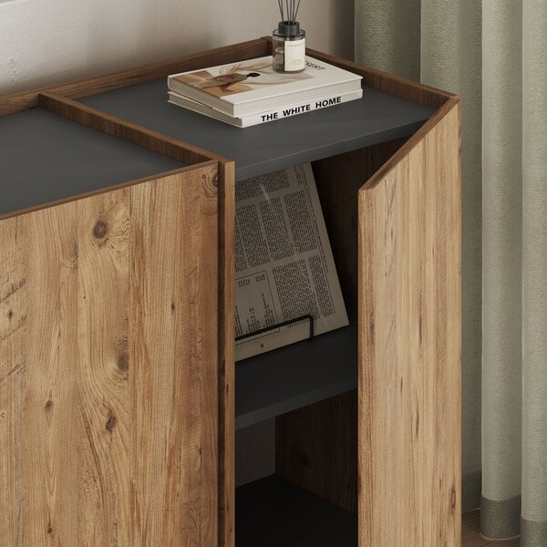 Komoda w dekorze sosny z otworem na kable w naturalnym kolorze 180x80x45 cm Dorma – Kalune Design