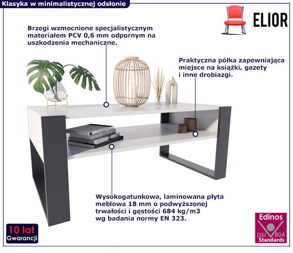 Nowoczesna prostokątna ława - biały + czarny T1-L45