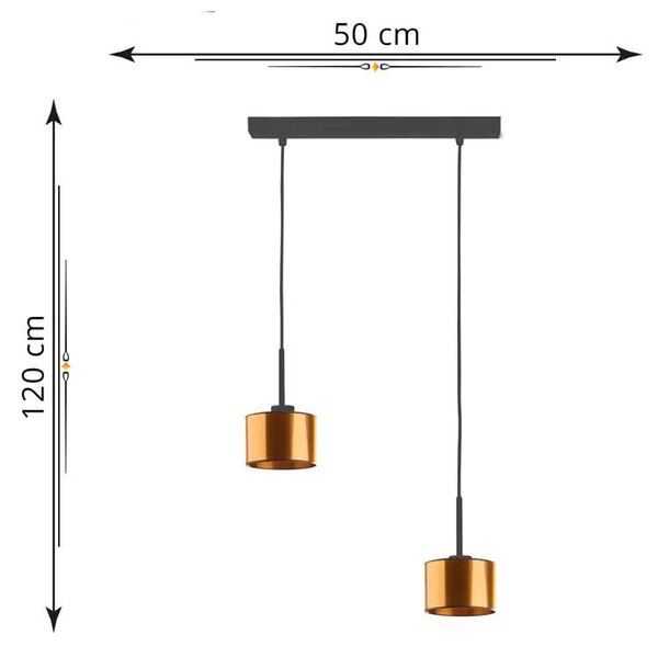 Miedziana podwójna lampa wisząca regulowana - 5X EX434 T2-E86