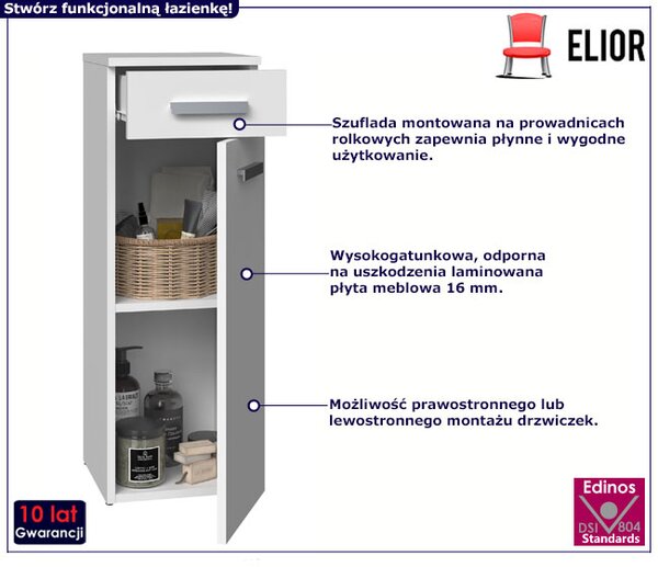 Biała Szafka Łazienkowa Stojąca G1-H95
