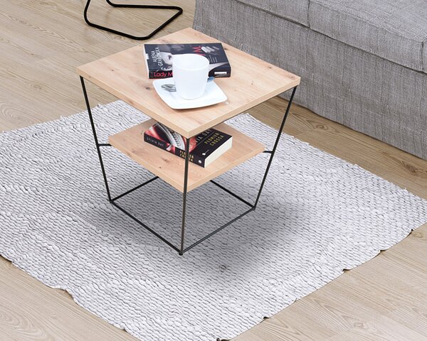 Loftowy stolik kawowy z półką dąb artisan T9-P71