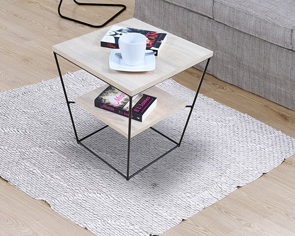 Kwadratowy stolik kawowy w stylu loft dąb sonoma K8-K29