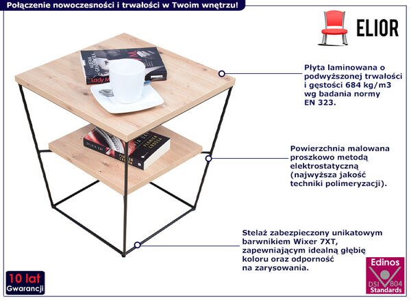 Loftowy stolik kawowy z półką dąb artisan T9-P71