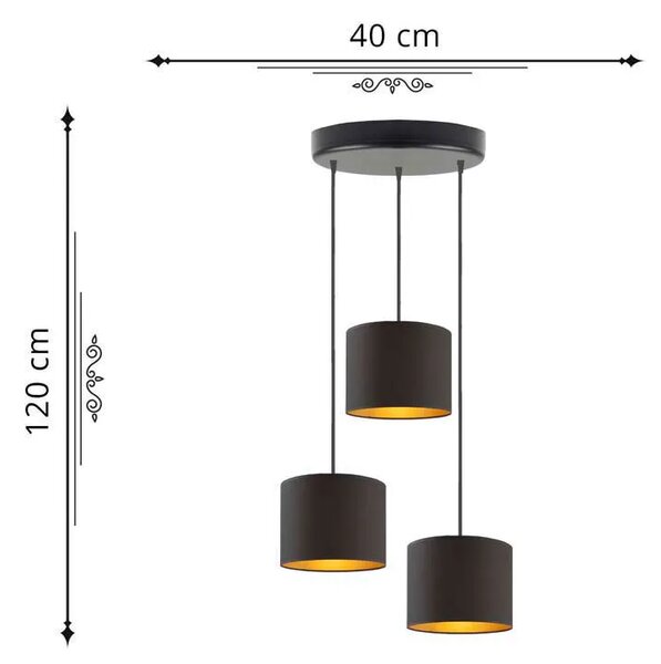 Lampa wisząca z trzema zwisami na stalowym stelażu - EX451-Pueble - 5 kolorów